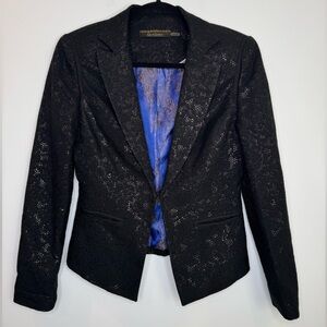 Robert Graham Black metallic tailored Blazer with Blue Lining size 4
